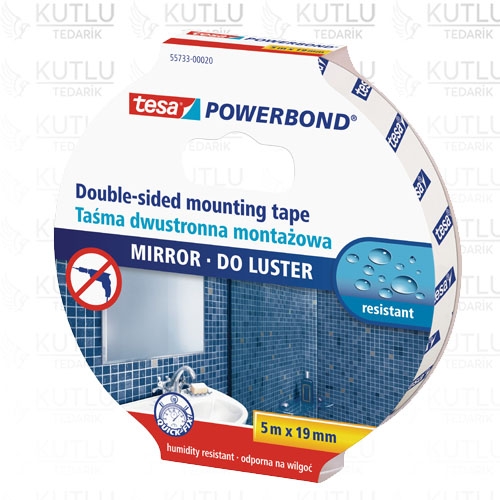 Tesa 55733 Powerbond Ayna Çift Taraflı Montaj Bandı 5m x 19mm