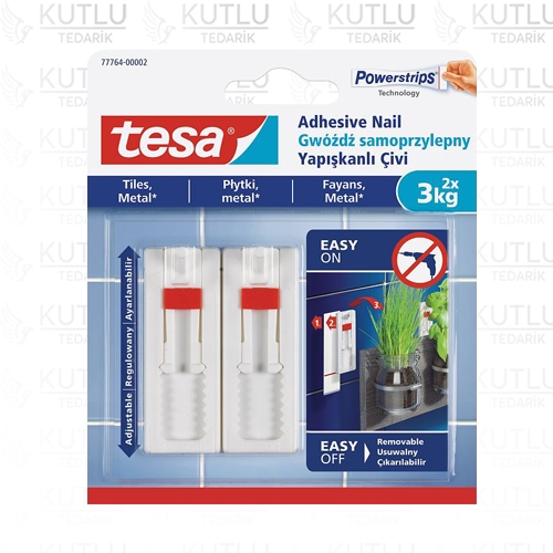 Tesa 77764 Fayans ve Metal Yüzeyler için Ayarlanabilir Yapışkan Çiviler 6 kg